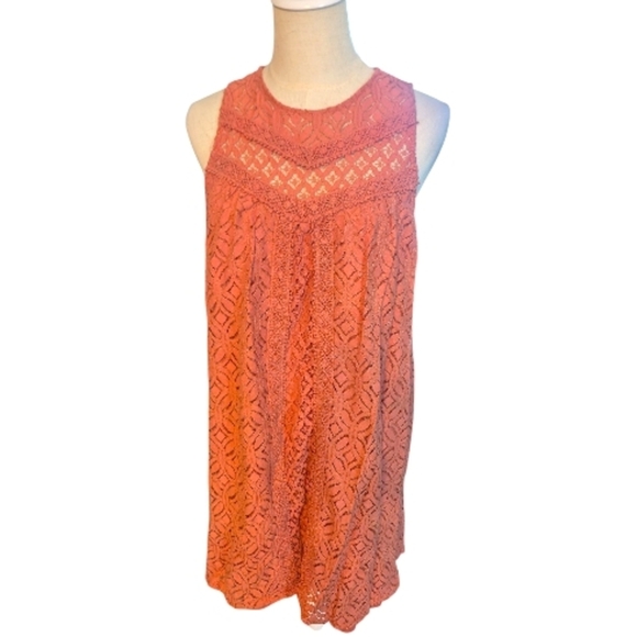 Jolt Dresses & Skirts - Jolt Vibrant Coral Lace Mini Swing Dress Large